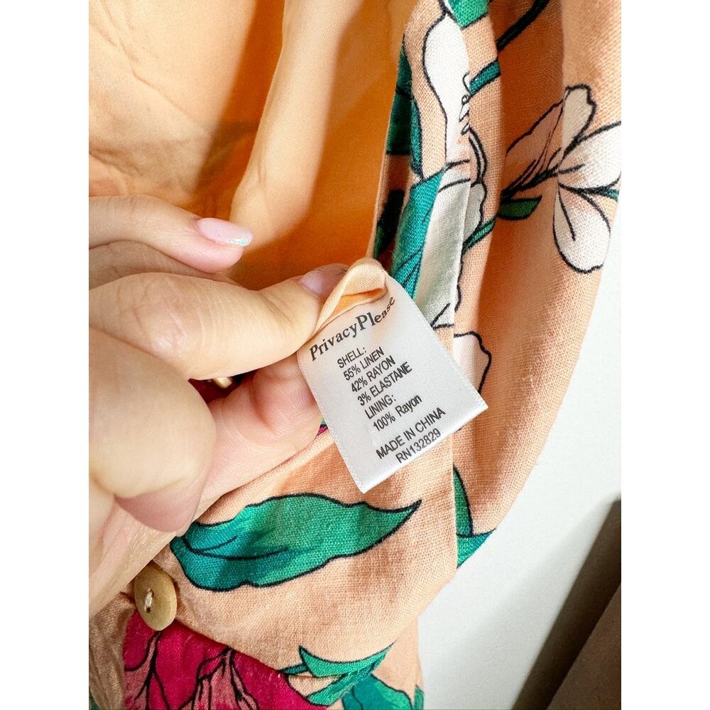 Privacy Please Hydrangea Linen Wide Leg Floral Pink Jumpsuit Small - Picture 10 of 10
